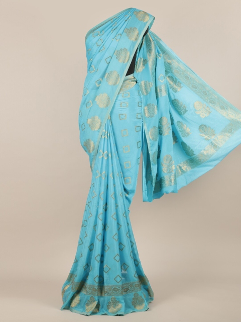 

Pothys Blue Woven Design Poly Georgette Saree