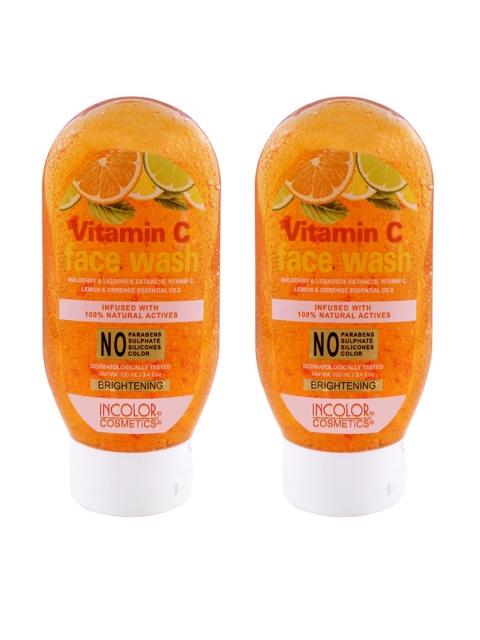 

INCOLOR Pack of 2 Vitamin C Brightening Face Wash 100 ml, Orange