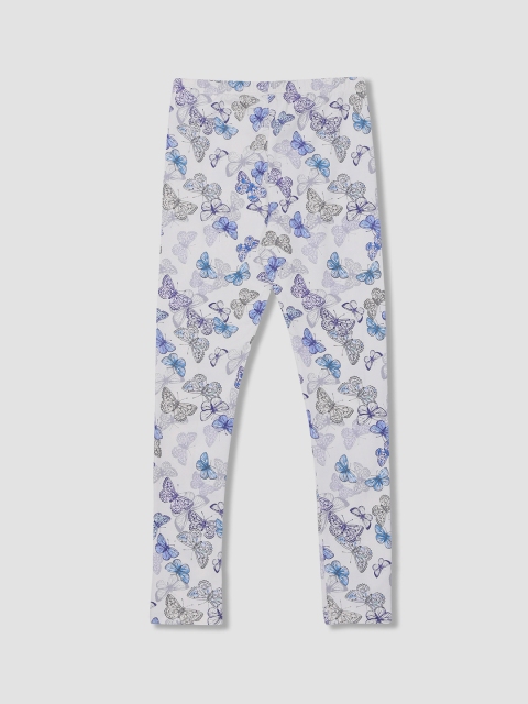 

The Childrens Place Girls White & Blue Printed Ankle-Length Leggings