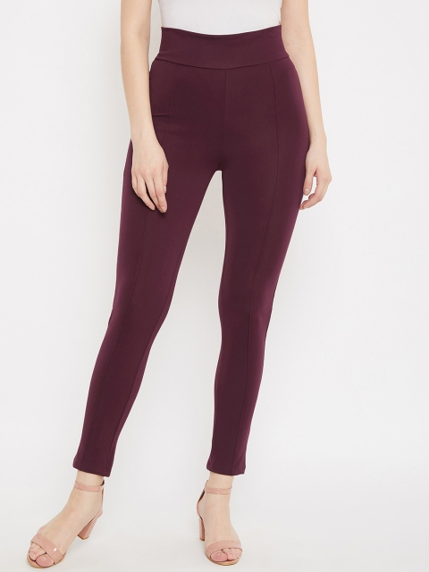 

Nun Women Maroon Solid Skinny-Fit Treggings