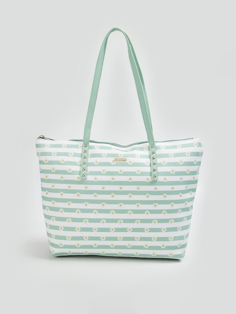 

Ginger by Lifestyle Olive Green Striped Tote Bag