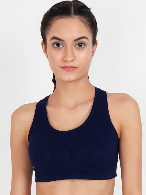

Golden Girl Navy Blue Solid Non-Wired Removable Padding Workout Bra 3829 Navy_30C