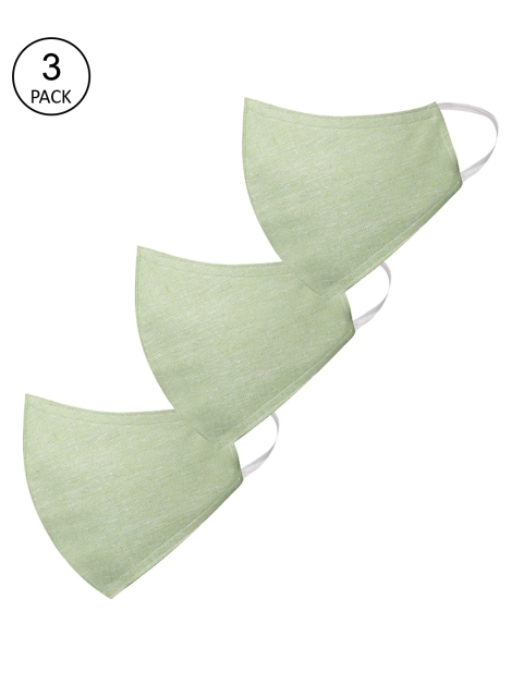 

VASTRAMAY Pack Of 3 Green Solid 3-Ply Reusable Anti-Pollution Cloth Masks
