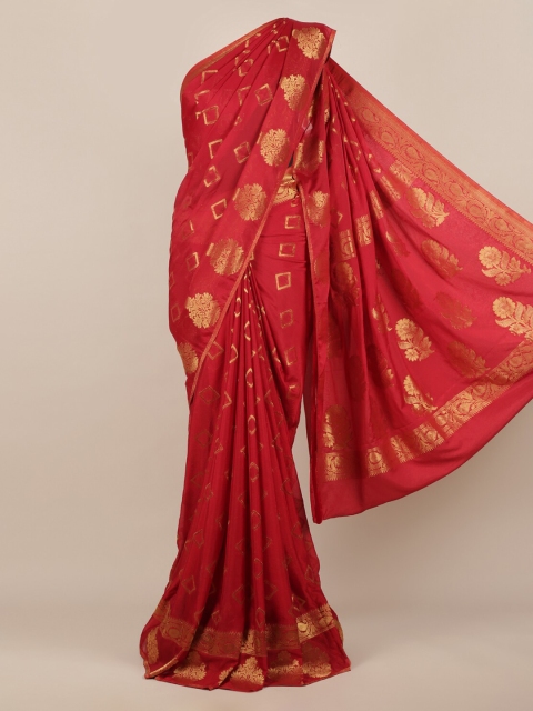

Pothys Red Woven Design Poly Georgette Saree