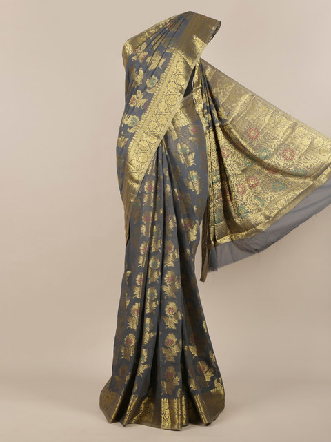 

Pothys Grey Woven Design Poly Georgette Saree