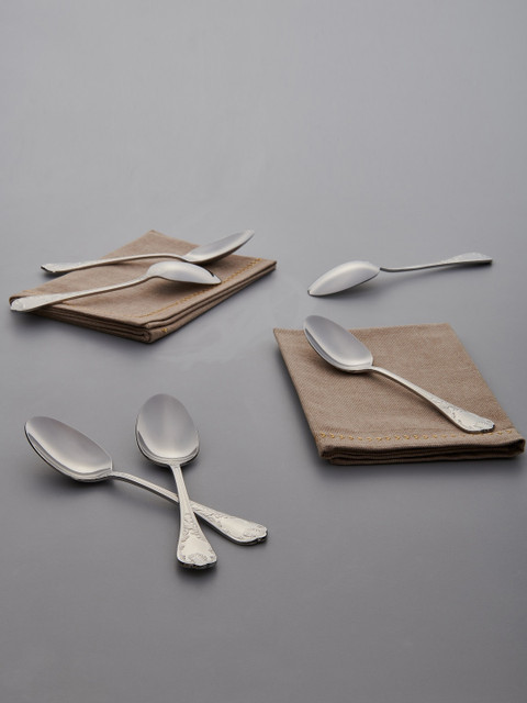 

Pure Home and Living Set of 6 Silver-Toned Royal Oak Dessert Spoons Set