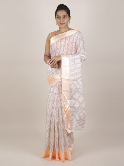 

Pothys Peach-Coloured Woven Design Jute Silk Saree