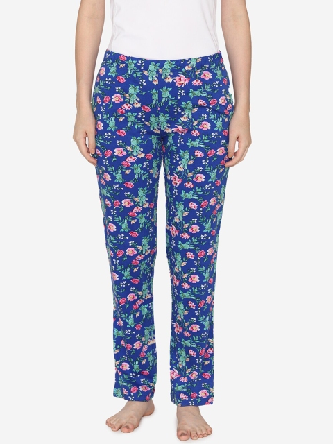 

Vami Women Blue & Pink Floral Printed Lounge Pants VM10005C-S