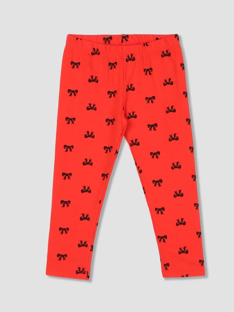 

The Childrens Place Girls Red & Black Printed Ankle-Length Leggings