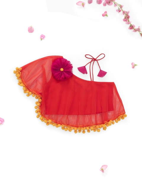 

The Magic Wand Red Cape Sleeves Net Top