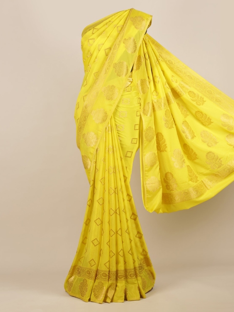 

Pothys Yellow Woven Design Poly Georgette Saree