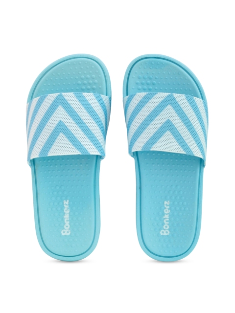 

Bonkerz Women Blue & White Printed Sliders