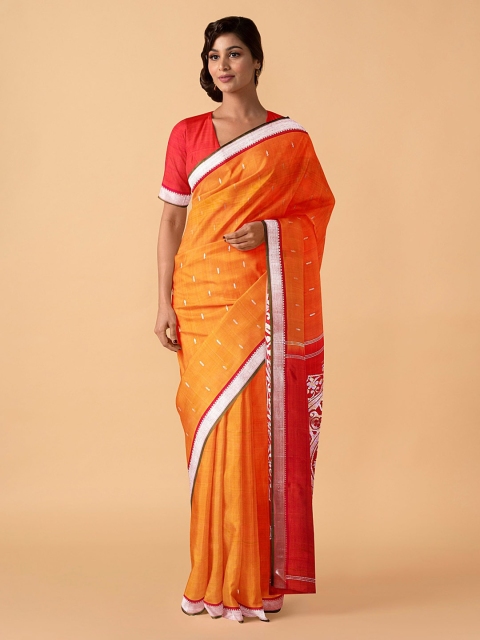

Taneira Orange Pure Silk Woven Design Kanjeevaram Saree