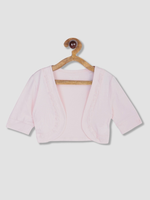 

The Childrens Place Girls Pink Solid Open Front Shrug