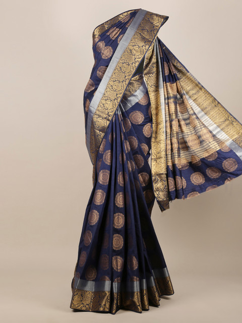 

Pothys Blue Woven Design Jute Silk Saree
