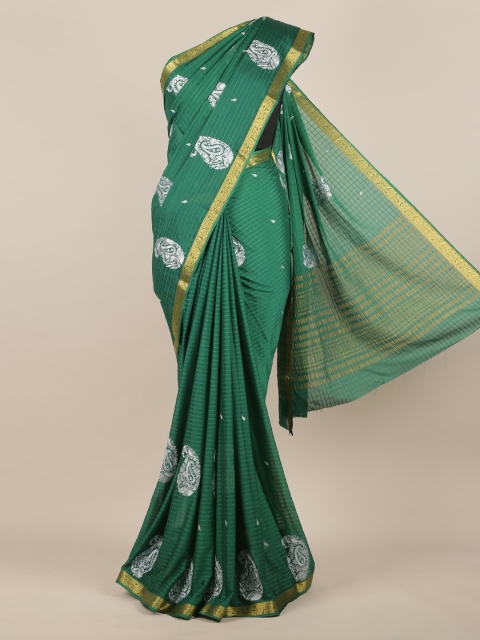 

Pothys Green Printed Poly Georgette Saree