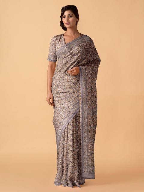

Taneira Grey Pure Silk Printed Banarasi Handloom Saree