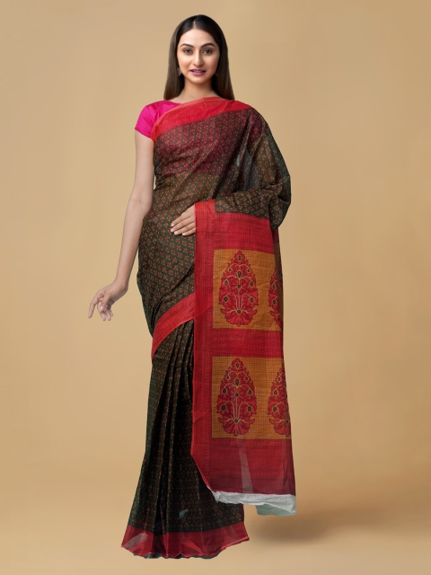 

Unnati Silks Green Pure Cotton Printed Kovai Saree