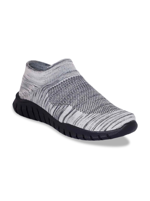 

AVAENS Men Grey Woven Design Leather Slip-On Sneakers