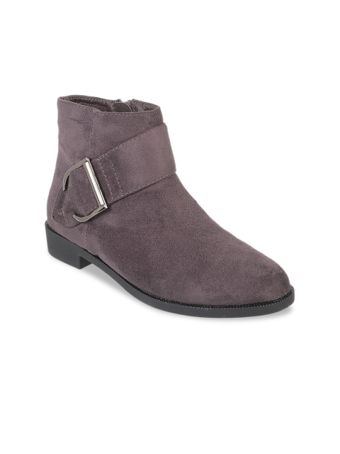 

Metro Women Grey Solid Heeled Boots