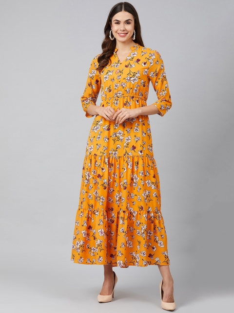 

Carlton London Women Yellow Printed Maxi Dress