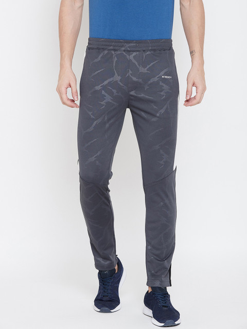 

armure Men Charcoal Grey & White Printed Straight-Fit Track Pants