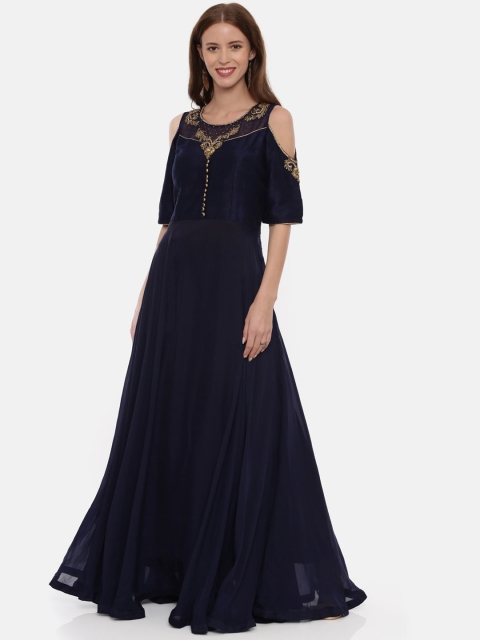 

Neerus Women Navy Blue Embellished Kurta