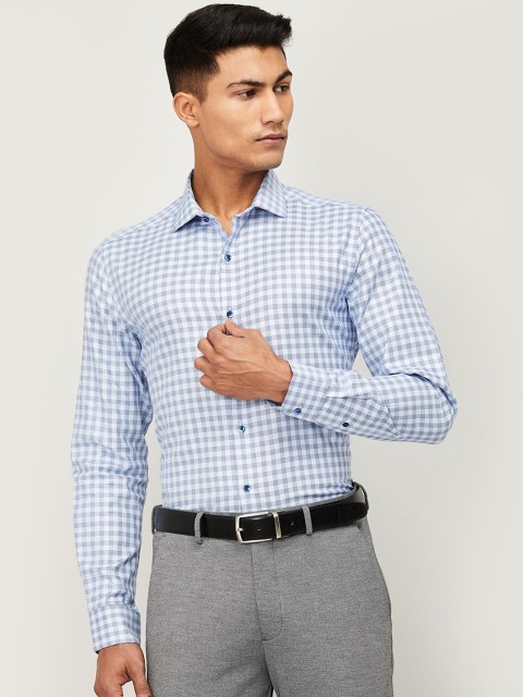 

CODE by Lifestyle Men Blue & White Slim Fit Checked Formal Shirt