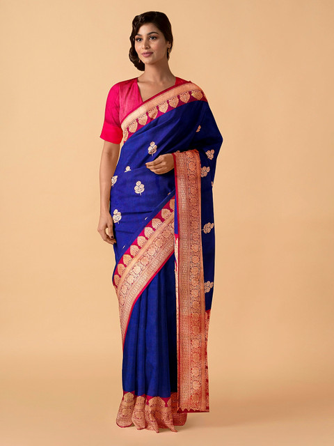 

Taneira Blue Pure Silk Woven Design Banarasi Saree