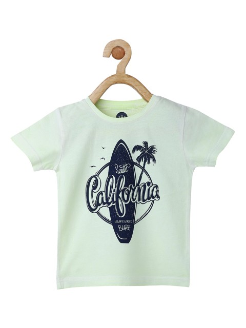 

VITAMINS Boys Green Printed Round Neck T-shirt