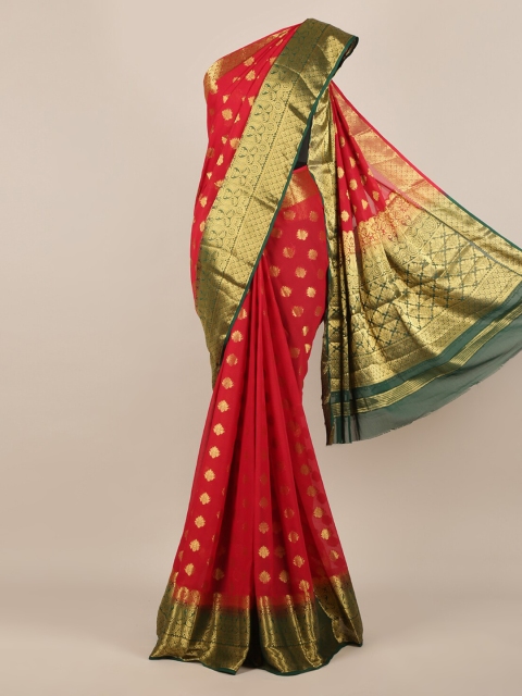 

Pothys Red Woven Design Poly Georgette Saree