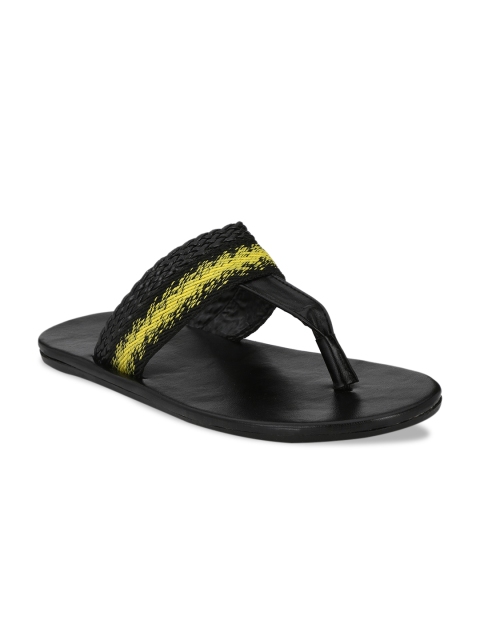 

Big Fox Men Black & Yellow Solid Thong Flip-Flops