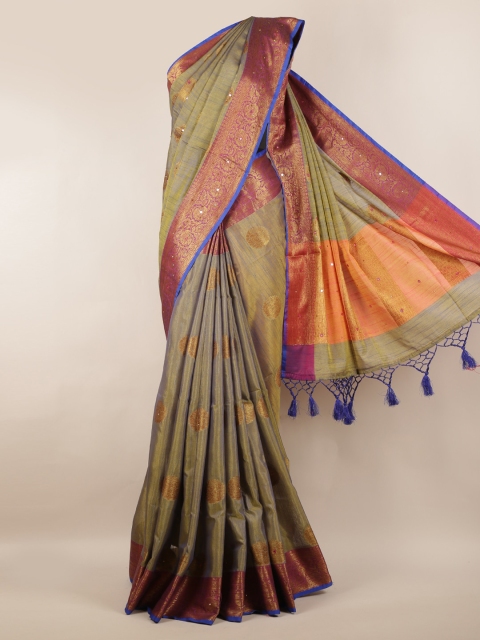 

Pothys Olive Green Woven Design Cotton Blend Saree