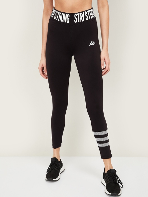 

Kappa Women Black & White Printed Ankle-Length Tights