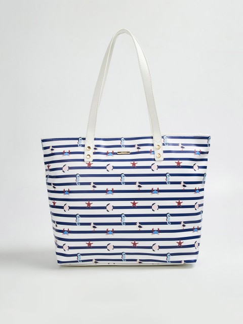 

Ginger by Lifestyle Navy Blue Striped Tote Bag