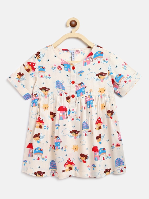 

Campana Cream-Coloured Printed Empire Top