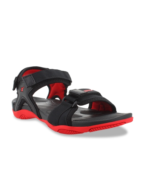

Sparx Women Black & Red Solid Sports Sandals