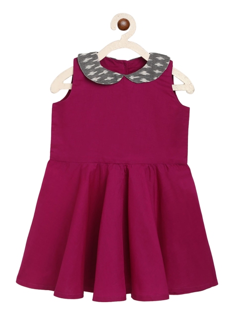 

charkhee Girls Maroon Solid Fit and Flare Dress