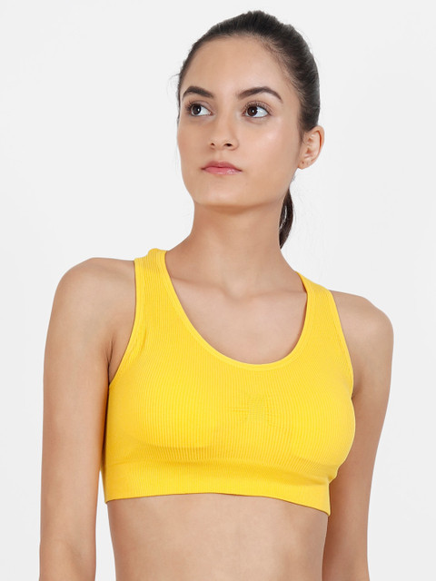 

Golden Girl Yellow Solid Non-Wired Removable Padding Workout Bra 3829 Yellow_30C