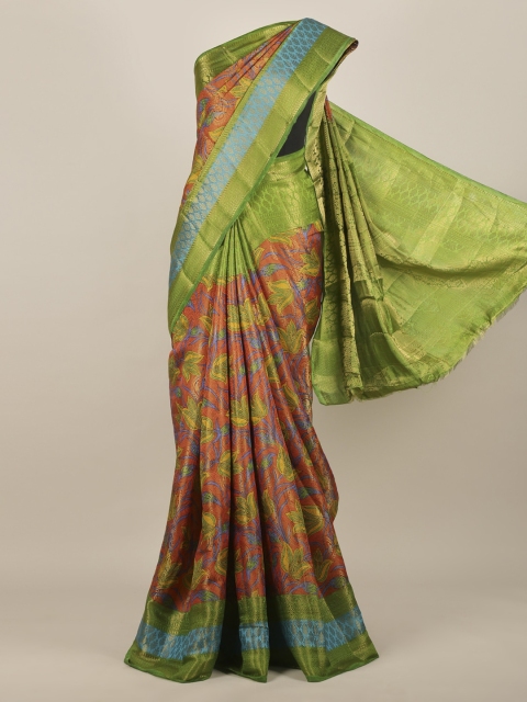 

Pothys Rust Brown & Green Jute Silk Woven Design Saree