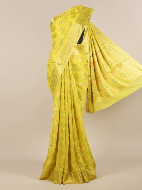 

Pothys Yellow Woven Design Poly Georgette Saree