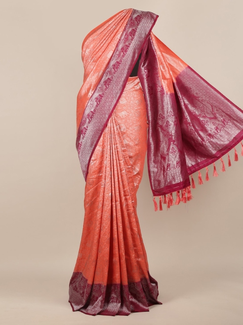 

Pothys Pink Woven Design Jute Silk Saree