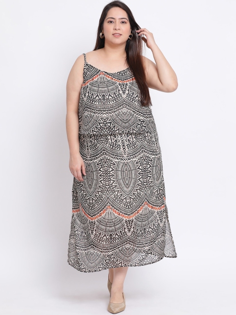 

Oxolloxo Women Off-White Printed Plus Size A-Line Dress