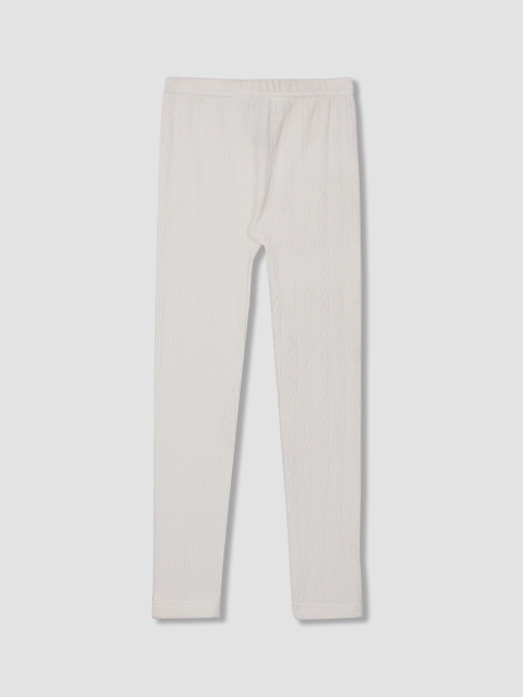 

The Childrens Place Girls Off-White Self Design Ankle-Length Leggings