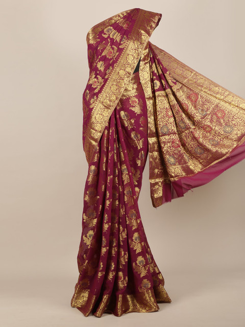 

Pothys Purple Woven Design Poly Georgette Saree