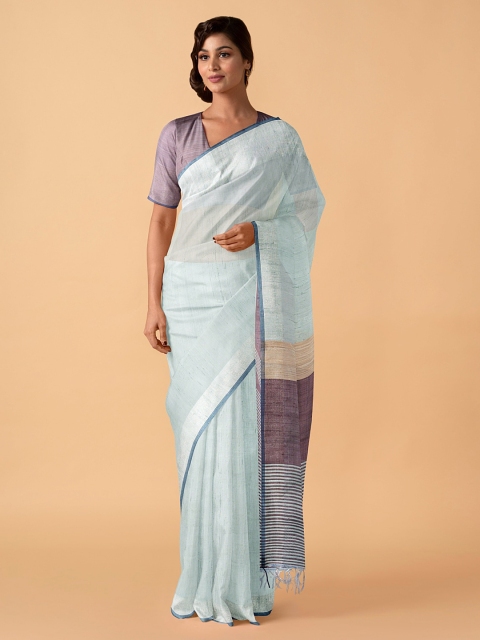 

Taneira Green Pure Silk Woven Design Handloom Bhagalpuri Saree