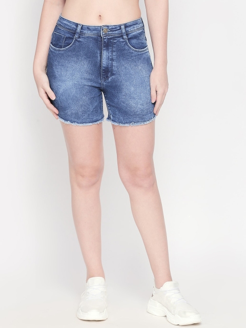 

fungus Women Blue Washed Slim Fit Denim Shorts