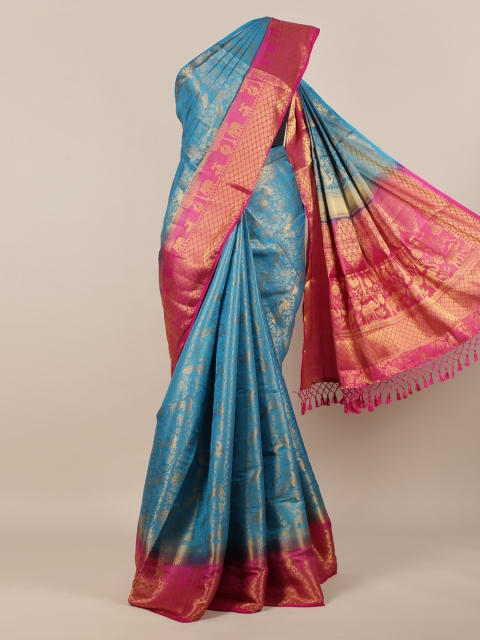 

Pothys Blue & Red Jute Silk Woven Design Saree