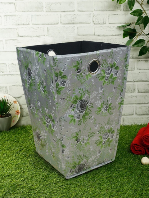 

BIANCA Silver-Toned & Grey Floral Printed Foldable Laundry Bag