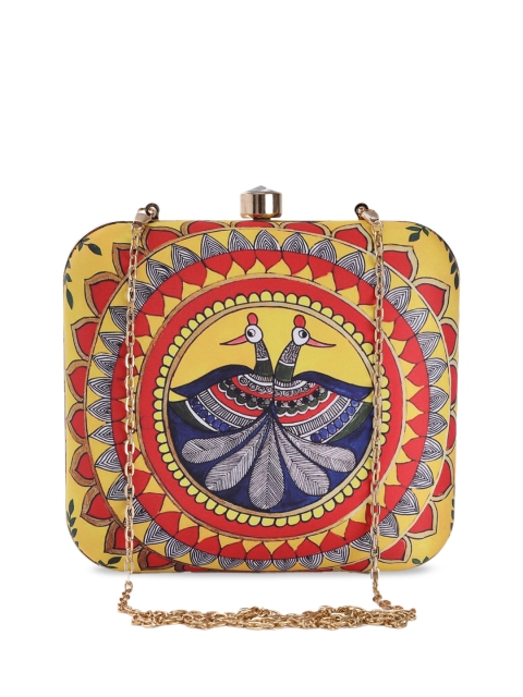

TRINK Yellow & Red Printed Box Clutch